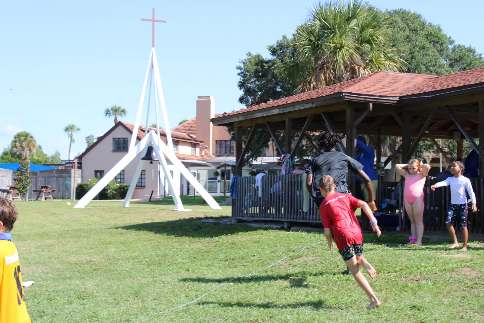Water games on the camp field