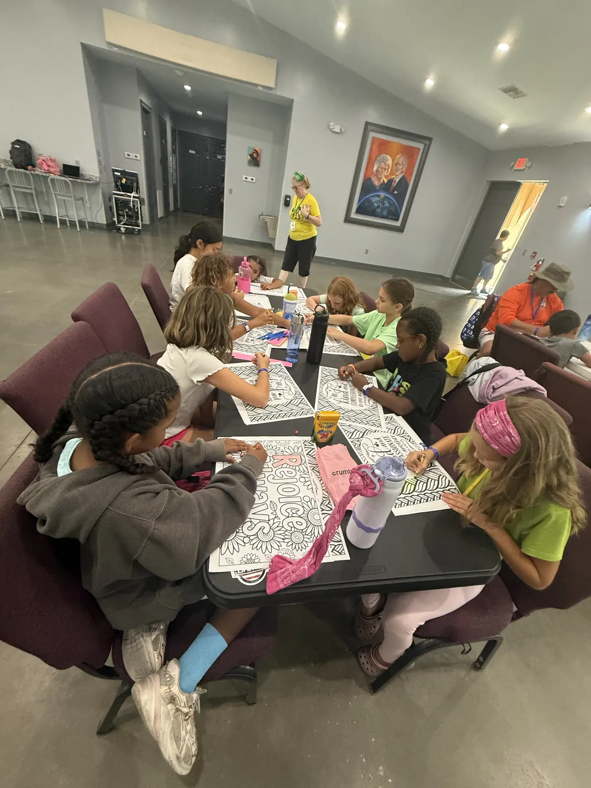 Campers coloring and crafting together
